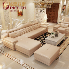 格里菲斯 进口真皮欧式沙发组合简欧沙发头层牛皮新古典皮艺沙发