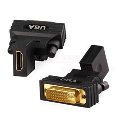 HDMI母/DVI公旋转接头 DVI转HDMI180度多方向万向弯头转接头