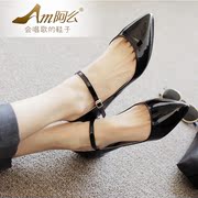 Korean jelly lens low patent leather with a pointed pale mouth a band shoes