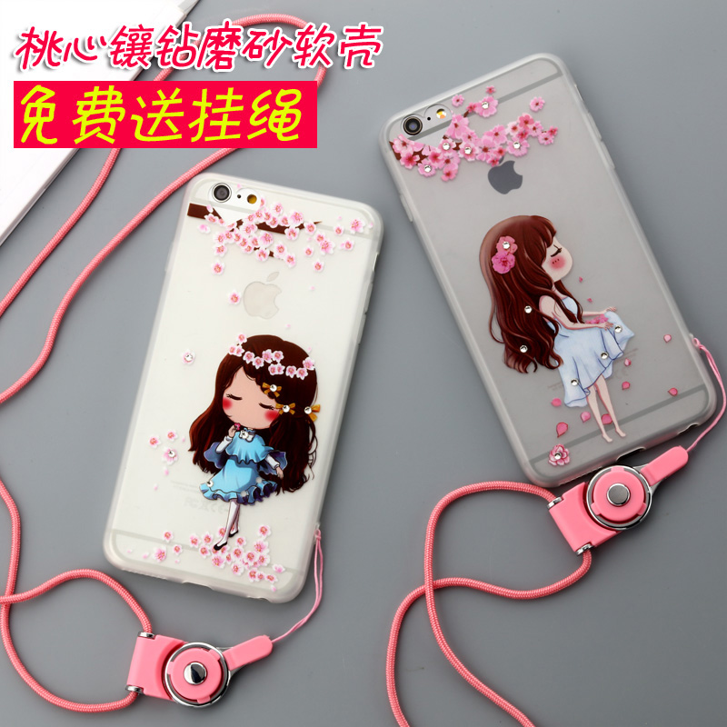 苹果6plus手机壳6s挂绳硅胶iphone6手机壳带挂脖指环扣女日韩磨砂产品展示图5