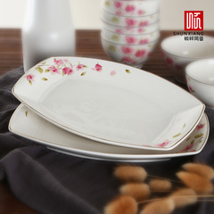 顺祥陶瓷韩式家用创意盘子鱼盘西餐盘菜盘牛排盘陶瓷餐具套装包邮