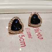 Retro earrings fashion makeup Europe exaggeration full rhinestone oval synthetic jewel rich Stud handbags-mail