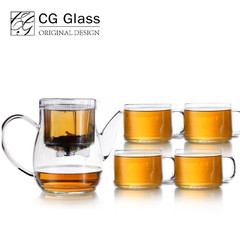 CG GLASS希奇水晶玻璃家居休闲茶具套装 耐热过滤茶壶茶杯