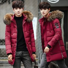 2016新款冬装男士羽绒服男装中长款大毛领加厚修身青年韩版外套潮