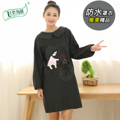 韩版时尚长款防水防油长袖围裙绘画反穿衣厨房工作服成人加厚罩衣