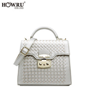 Rhombic prepared gold lock metal material slung Korean fashion women bags handbags