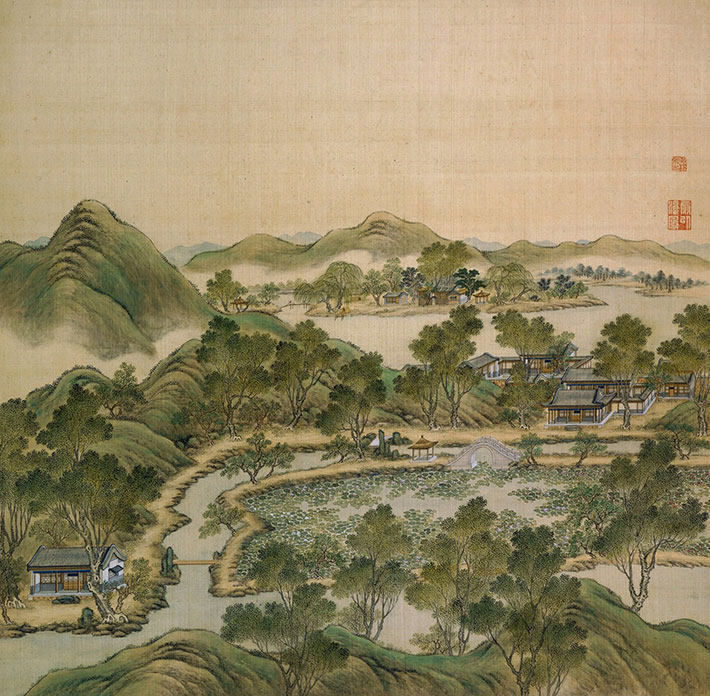 中国古代名人山水画29圆明园四十景画芯4040cm装饰挂画心