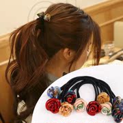 Know Richie tiara hair accessories Korean version of Leopard print hair bands acetate hair band rose flower hair elastic band rope