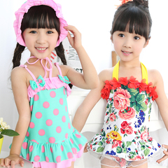 儿童泳衣女孩女童中大童连体游泳衣韩国裙式宝宝游泳装备包邮