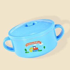儿童双耳汤碗带盖不锈钢婴幼儿碗勺餐具套装宝宝汤碗防烫隔热碗