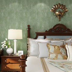 西渭墙纸美式复古做旧素色绿色祖母绿纯色怀旧特色无纺布客厅壁纸