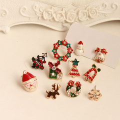 Mountain Christmas tree 925 fungus nails Garland Bell earrings ear clip the ear bones clip pierced woman-free clip-on earrings