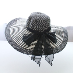 大沿太阳草帽夏天凉帽女海边度假大檐沙滩帽可折叠防晒遮阳帽子潮