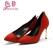 Faiccia/limited new non fall 2015 counters authentic sheep Beijing pointed stiletto girl high heels 6B06