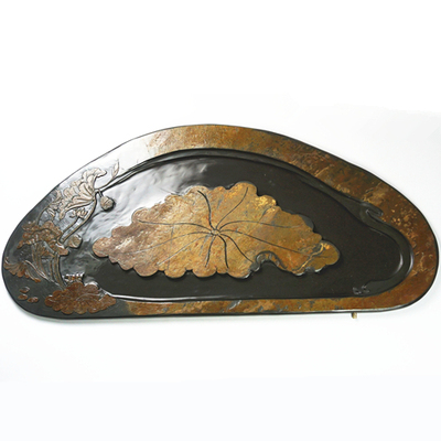 济源坑《出水芙蓉》金晕鱼籽石茶盘