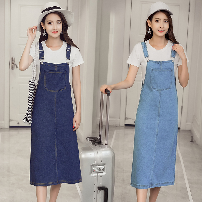 吊带裙学院风牛仔背带长裙女2018新款夏季半身裙韩版学生裙中长款|msdalam kategori Butik wanita / wanita, skirt - dari Buy2taobao.com untuk memberikan perkhidmatan ejen Taobao profesional membeli