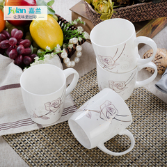 骨瓷杯子水杯茶杯4只 家用简约创意陶瓷器马克杯早餐杯个性情侣杯