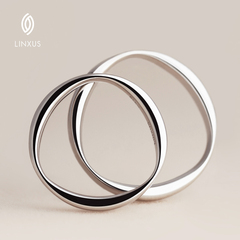 LINXUS心动 925银镀铂金情侣戒指 简约心形创意对戒刻字男女一对