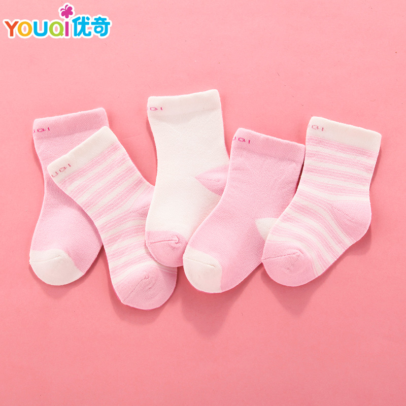 婴儿袜子 新生儿0-3个月春秋纯棉松口袜宝宝1-2岁毛圈袜保暖冬季产品展示图1