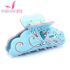 Zhijiang acrylic Butterfly caught between Korea rhinestone hair Barrette a bath catch clip pony tail clip