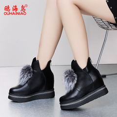 16冬季韩版新款内增高马丁靴女短靴加绒保暖百搭显瘦大棉鞋女加厚