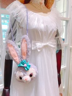 白色帶兔耳朵的帽子香奈兒同款 芭蕾兔零錢包 兔子斜挎包 兒童成人卡通斜背包 軟妹兔耳朵包 白色鞋