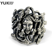 YUKI men character silver ring 925 Silver ring-Thai Medusa snake ring finger ring boys and fashion accessories