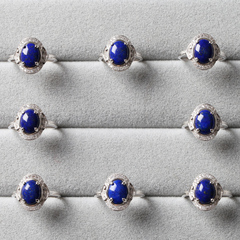 Bao natural lapis lazuli ring Crystal female male Afghanistan mineral raw material of 925 Silver fashion jewelry rings