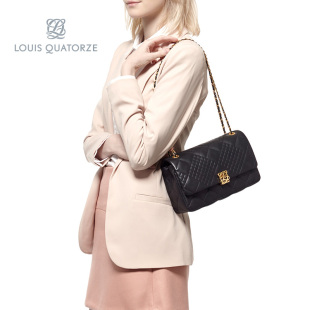 chanel鏈條輕 LOUIS QUATORZE瑞克朵絲女士牛皮菱格鏈條單肩斜挎包韓版輕奢女包 chanel鏈條錢包