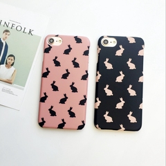 韩国ins同款可爱粉色兔子iPhone7手机壳苹果6s/plus超薄磨砂硬壳