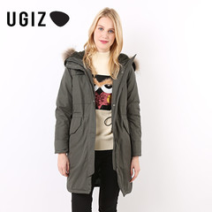 UGIZ韩国冬季时尚连帽毛领休闲纯色简约风衣棉服UDFZ572A专柜正品