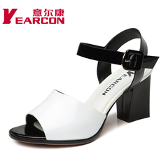 YEARCON/er Kang shoes spring/summer 2015 new commuter chunky heels open-toe strap patent leather ladies sandals