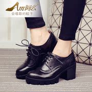 Europe sexy high chunky heels shoes retro brush off hollow strap shoes