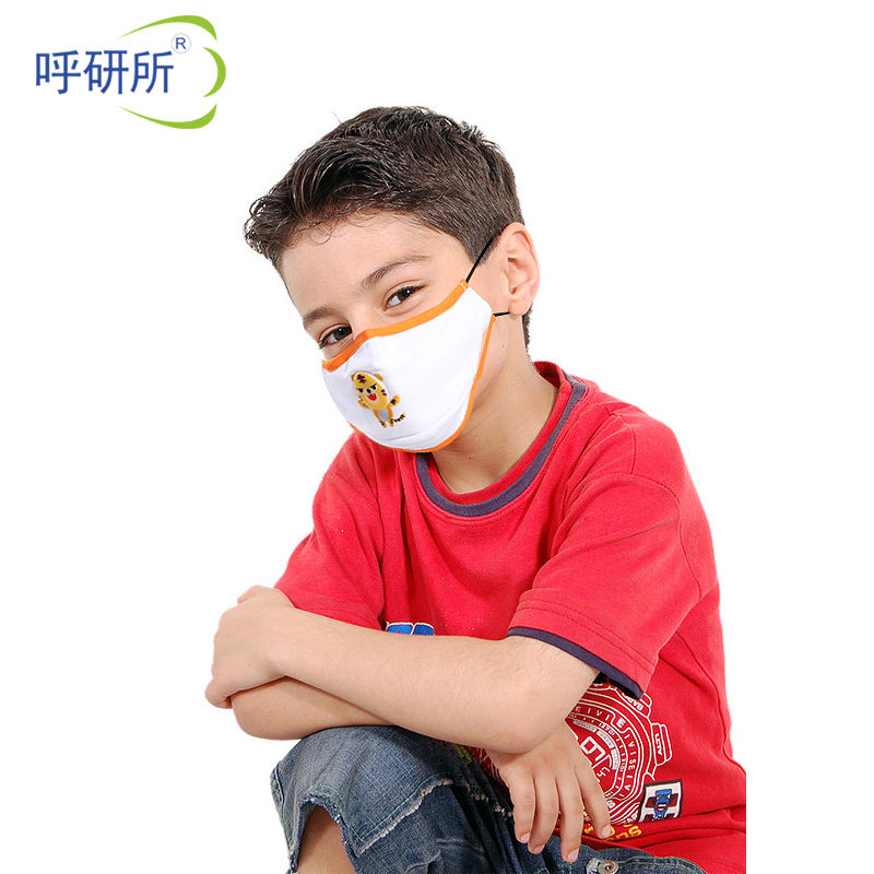 呼研所PM2.5防雾霾儿童秋冬抗菌可爱老虎口罩带呼吸阀防尘透气产品展示图4