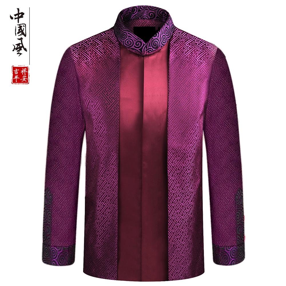 新款男士中年披肩唐装立领中山装中式礼服长袖上衣服装春秋季外套在类目 男装, 民族服装中 - 来自Buy2taobao.com提供专业的淘宝代购服务