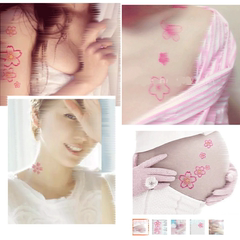 小清新粉色樱花纹身贴 个性创意刺青 女款防水仿真身体彩绘