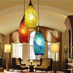 波西米亚风吊灯贝壳玻璃灯罩 过道饭厅卧室创意单头书房餐厅吊灯