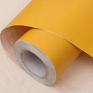 pvc自粘墙纸 客厅卧室家具翻新贴纸 纯色亚光贴纸中黄色即时贴