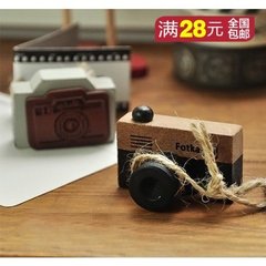 韩国文具创意复古相机木头印章纪念时光章子