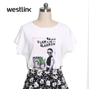 Westlink/West printing short sleeve t-shirt women's clothing