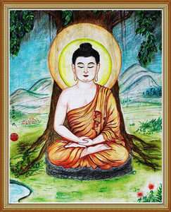 线绣唐卡十字绣印布印花定制 藏传佛图 打坐释迦牟尼佛 释迦摩尼