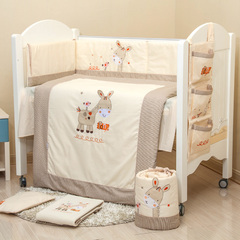 婴儿床上用品套件纯棉婴儿床床品床围 宝宝床围全棉九件套床品