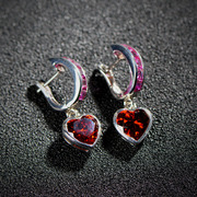 Thai Thai silver jewelry 925 Silver zircon earrings red female love shape earrings buy for your girlfriend