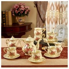 赞古典欧式咖啡杯套装15件头陶瓷咖啡套具下午茶咖啡杯茶杯包邮