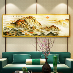 新中式装饰画现代客厅办公室挂画书房沙发背景墙水墨山水泰山日出