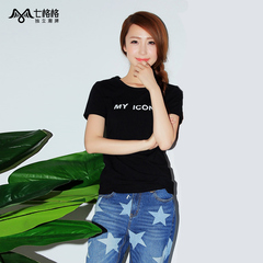 Summer of seven space space OTHERMIX2015 new simple Joker the letters printed slim short sleeve t-shirt woman