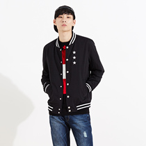 美特斯邦威2015秋装新款男前胸星星印花棒球衫夹克吊牌价369
