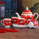婚庆茶具相亲相爱红色茶壶结婚礼物创意茶杯冷水壶水杯礼品瓷套装