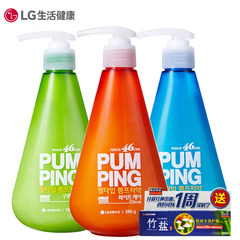 LG韩国进口倍瑞傲派缤pumping成人牙膏*3瓶 按压式 去口臭气包邮