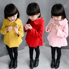 女童2016冬装新款童装韩版儿童宝宝双排扣秋冬款长袖加厚大衣外套